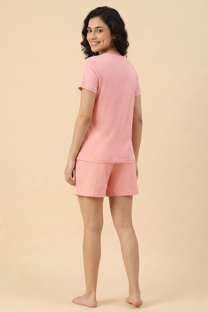 Zivame Farm Lore Knit Cotton Short Set - Pale Rosette — image 2